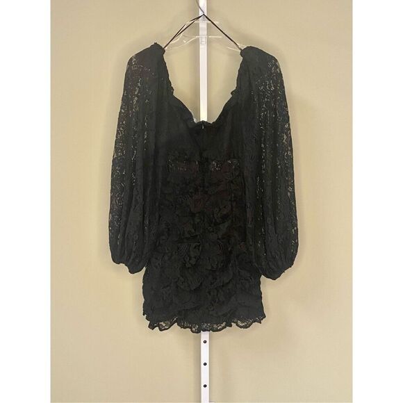 ASTR the Label NWT Chrisley Lace Long Sleeve Mini Dress in Black Size M - Picture 10 of 15